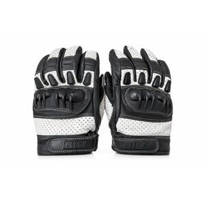BILT Motorcycle Gloves Mens Large Black White Leather Armored Riding